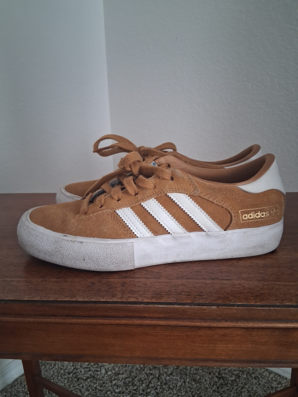adidas Oroginal Matchbreak Super Suede  Sneakers in Tan with White Stripes 6